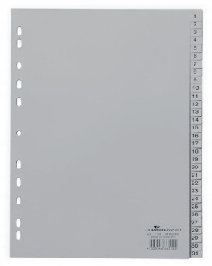 Durable Przekładki do Segregatorów 1-31 A4 Szare