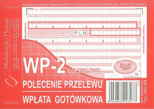 DRUK Polecenie przelewu wpłata gotówkowa WP-2 Fvat