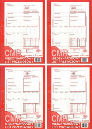 CMR Międzynarodowy list przewozowy 3 kopie 80k x4