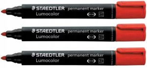 Marker permanentny Staedtler Lumocolor czerwony x3