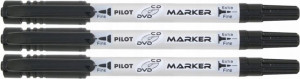 Marker Pilot DWUSTRONNY DO PŁYT CD DVD czarny x3