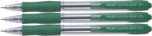 Długopis olejowy zielony Pilot Super Grip Fine x3