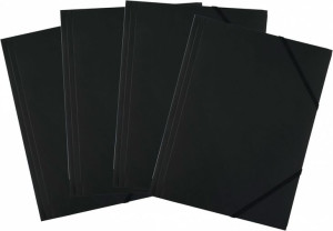 Teczka plastikowa z gumką D.Rect A4 40mm czarny x4