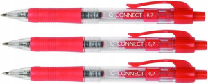 Długopis automatyczny Q-Connect 0.7mm czerwony x 3