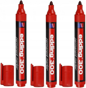 Marker permanentny Edding 300 czerwony okrągły x3