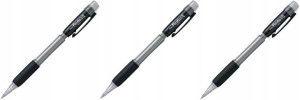 Ołówek automatyczny Pentel 0.7mm z gumką czarny x3