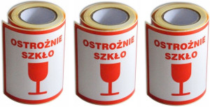 Etykiety na rolce 'Ostrożnie szkło' 300szt