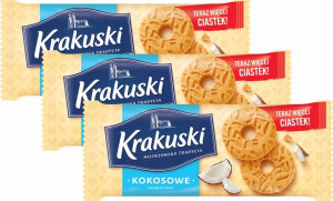 KRAKUSKI KOKOSOWE kruche ciastka kokosowe 168g x 3