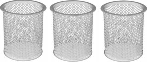 Przybornik srebrny metalowy długopisy solidny x3