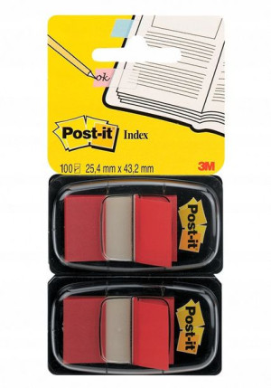 Zakładki indeksujące Post-it czerwone 25x43mm 100s