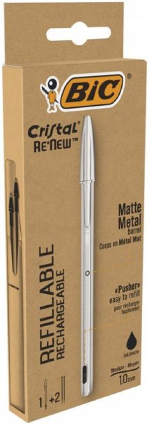 Długopis Bic Cristal Re'new Metal+2 Wkłady-0122