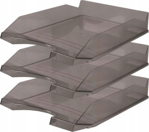 Półka na dokumenty kuwetka A4 plastik dymny x 3