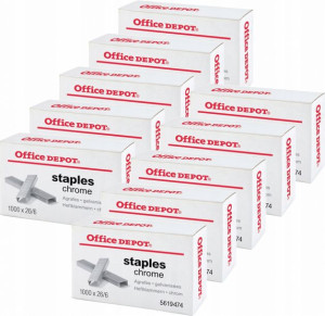 Zszywki Office Depot 26/6 1000szt srebrny x 10