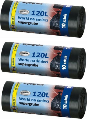 Worki na śmieci Grosik czarne 120l 10szt. MOCNE x3