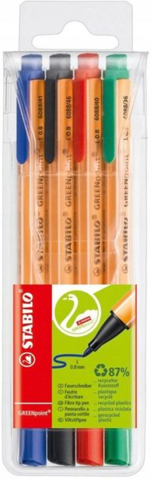 Cienkopis 0,8mm 4 kolory Stabilo Greenpoint