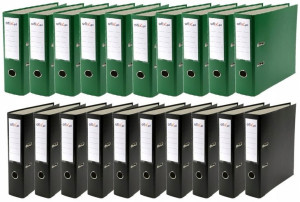 Segregator A4/75 czarny i zielony x 20 sztuk