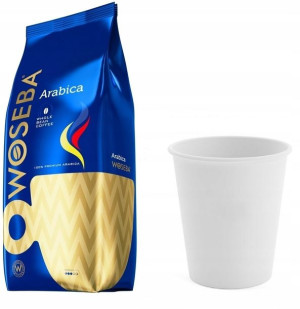Zestaw Kawa ziarnista 1kg + Kubki jednorazowe 50s