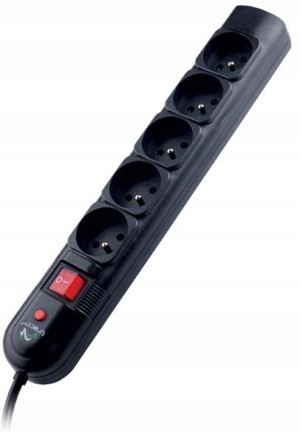 Listwa Zasilająca 5 Gniazd 1.8 M Powerguard Czarna