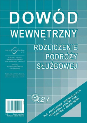 Dowód wewnętrzny rozliczenie podróży służbowej A5