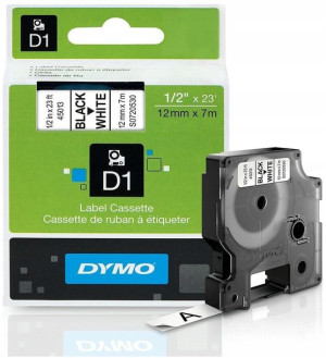 Taśma biała Dymo D1 12mmx7m nadruk czarny