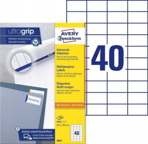 Etykiety Uniwersalne Avery Zweckform 52,5x29,7mm