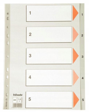 Przekładki plastikowe szare PP A4 1-5 100103 numer