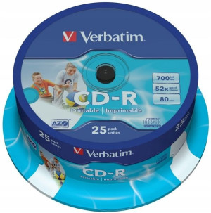 VERBATIM CD-R Printable 52x 700MB AZO DLP 25 szt