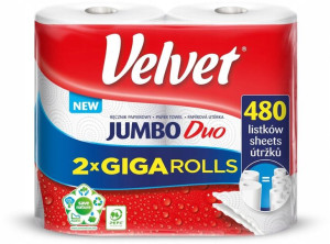 Ręcznik papierowy Velvet Jumbo Duo 2 rolki białe