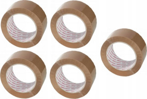 5x Taśma pakowa akryl 50/100m brązowa klejąca