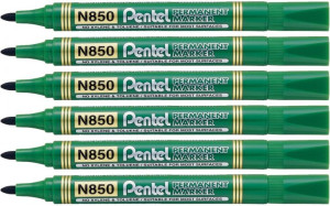 Marker pisak okrągły Pentel N850 ZIELONY ZESTAW