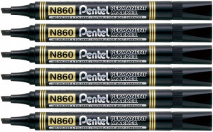 Marker czarny permanentny Pentel N860 4,5mm ZESTAW