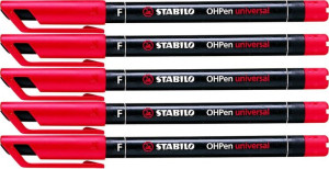 Foliopis Stabilo OHPen płyt CD 0.7mm CZERWONY x 5