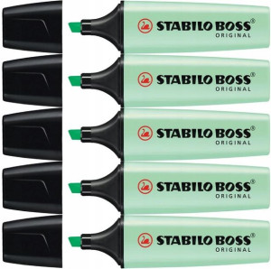 Zakreślacz STABILO Boss 2-5mm ZIELONY PASTELOWY x5