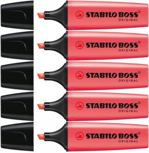 Zakreślacze STABILO Boss CZERWONY 2-5mm ZESTAW