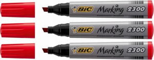 Marker Permanentny MAZAK BIC Ścięty CZERWONY x 3