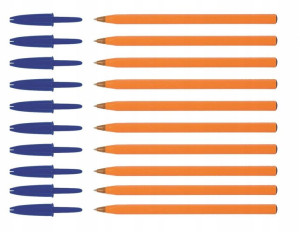 10 niebieskich długopisów BIC Orange zestaw