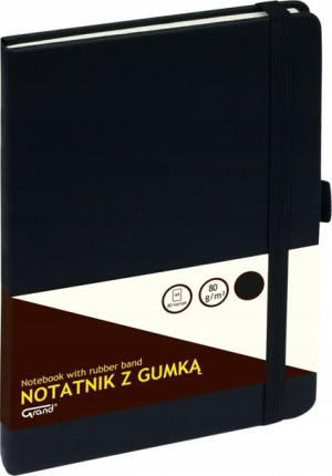 Notatnik A5/80K kratka z gumką czarny GRAND