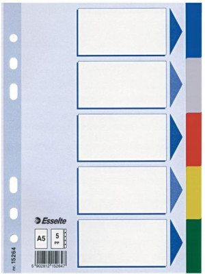 Przekładki plastikowe gładkie A5 5 kart mix kolor