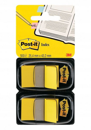 Zakładki samoprzylepne 25x43mm 2x50szt żółty