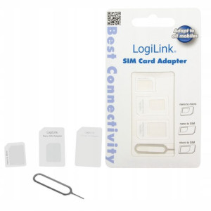 Adapter karty Dual Sim LogiLink 3 szti biały