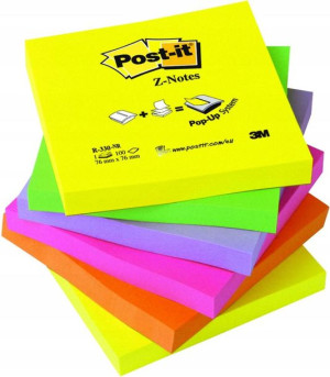 Notes Post-it harmonijkowy 76x76mm 6x100k neonowe