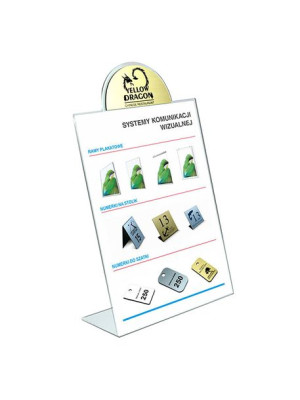 Stojak informacyjny typ L z wyciętym logo A6 Tak