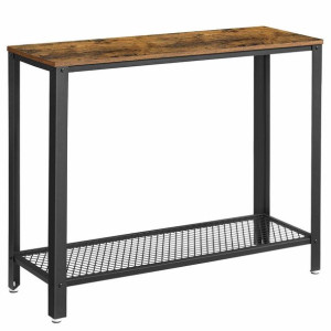 Stolik Podłużny Szafka Komoda 102x35x80 Cm Ciemny Brąz Czarny Mat