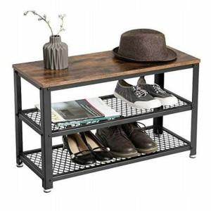 Szafka Dekoracyjna Na Buty Półki 73x30x45 Cm Ciemny Brąz Czarny Mat