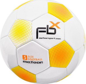 Piłka nożna Meteor FBX 5 biało-pomarańczowa 37003