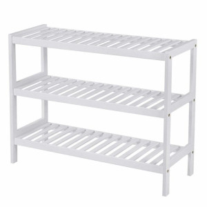 Szafka Na Buty Regał Ławka Drewniana 70x26x55 Cm Biel