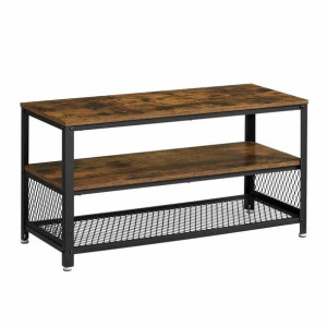Szafka Rtv Pod Tv Do Salonu Rustykalna 100x40x52 Cm Ciemny Brąz Czarny Mat