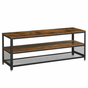 Szafka Stojąca Retro Rtv Stolik 140x40x52 Cm Ciemny Brąz Czarny Mat