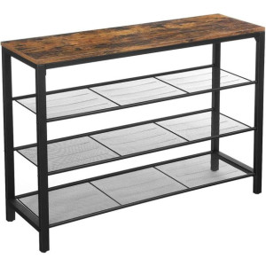 Szafka Ławka Na Buty 100x30x72 Cm Ciemny Brąz Czarny Mat