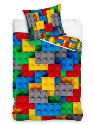 Pościel bawełna 140x200+1p70x90 Klocki Lego